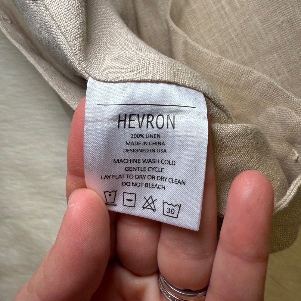 Hevron Tan Linen Halter Crop Top Collared Button Down Waistcoat Vest Womens XS - Picture 4 of 4